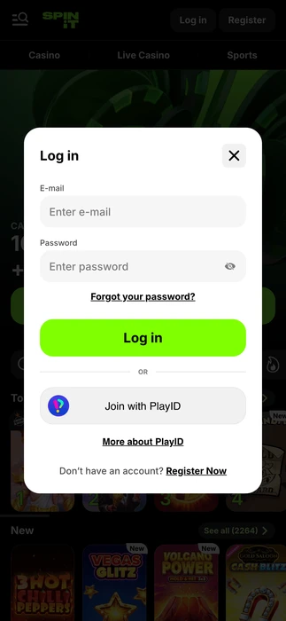 Spinit Casino login e registrazione account